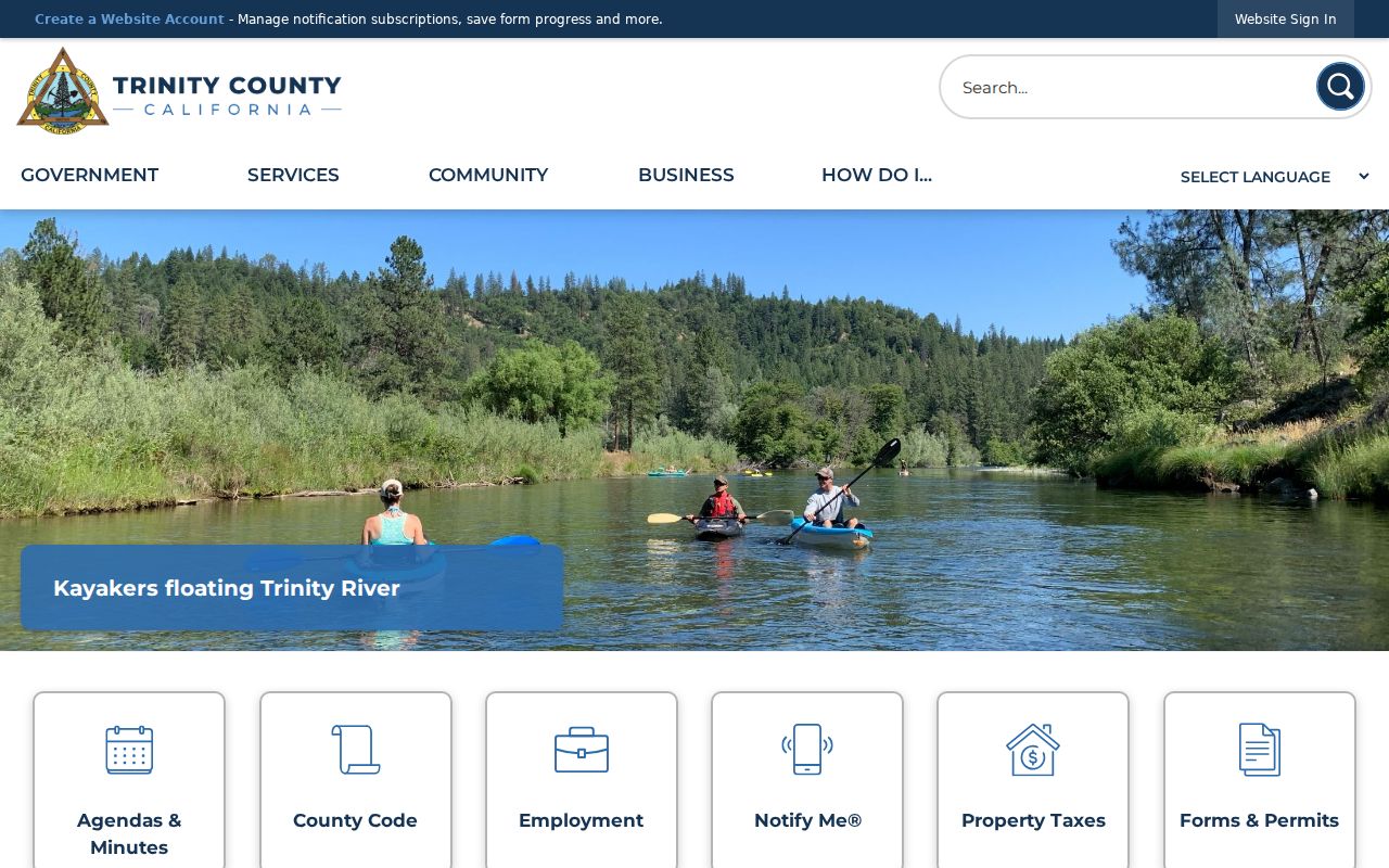 Official Trinity County website used to locate criminal record offices