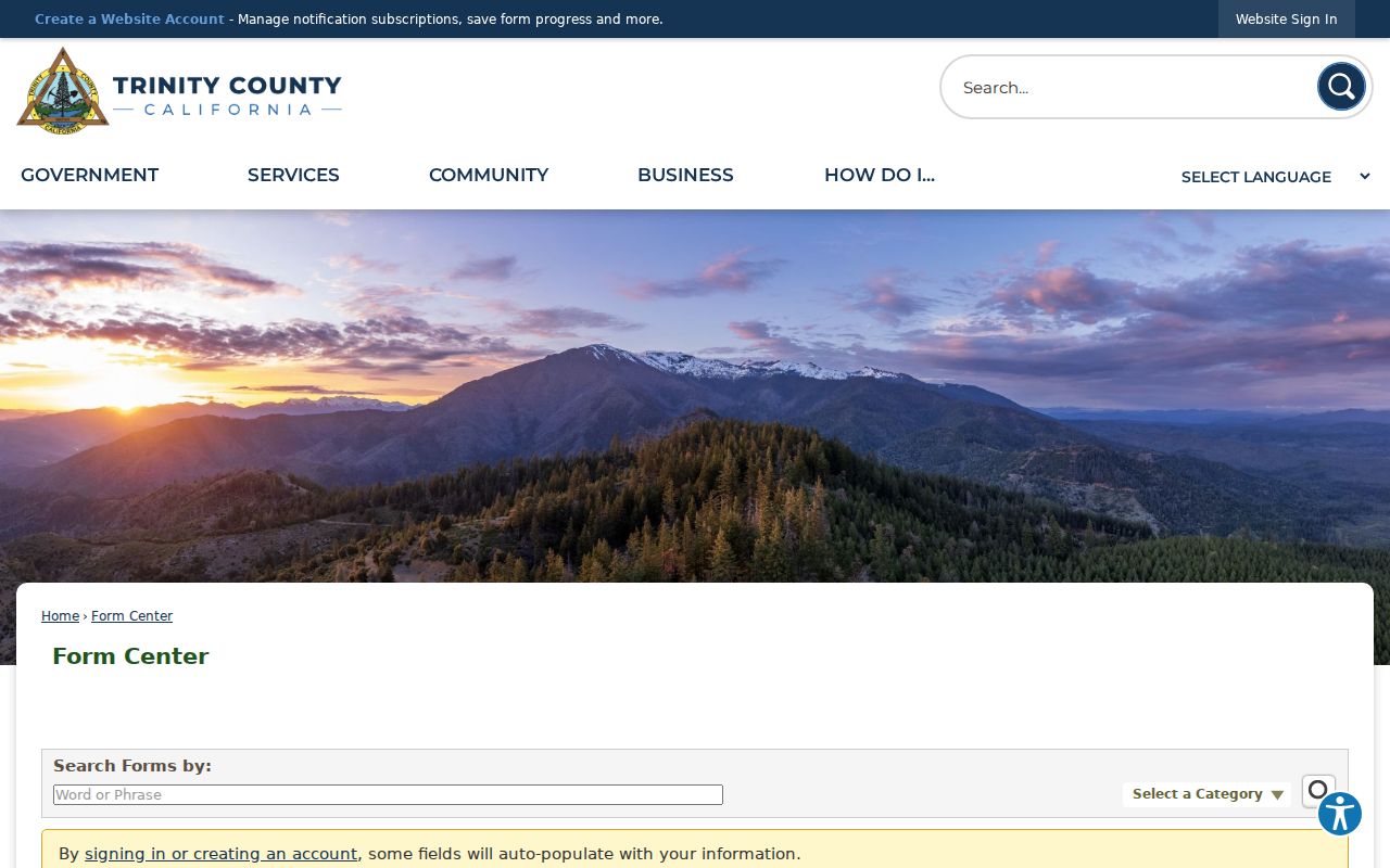 Trinity County Sheriff's Office online form center