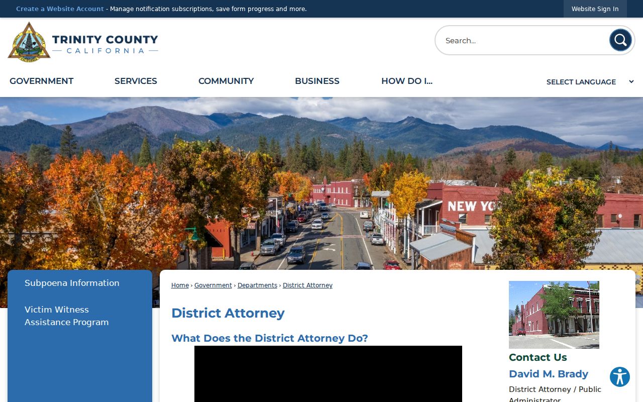 Trinity County District Attorney office information