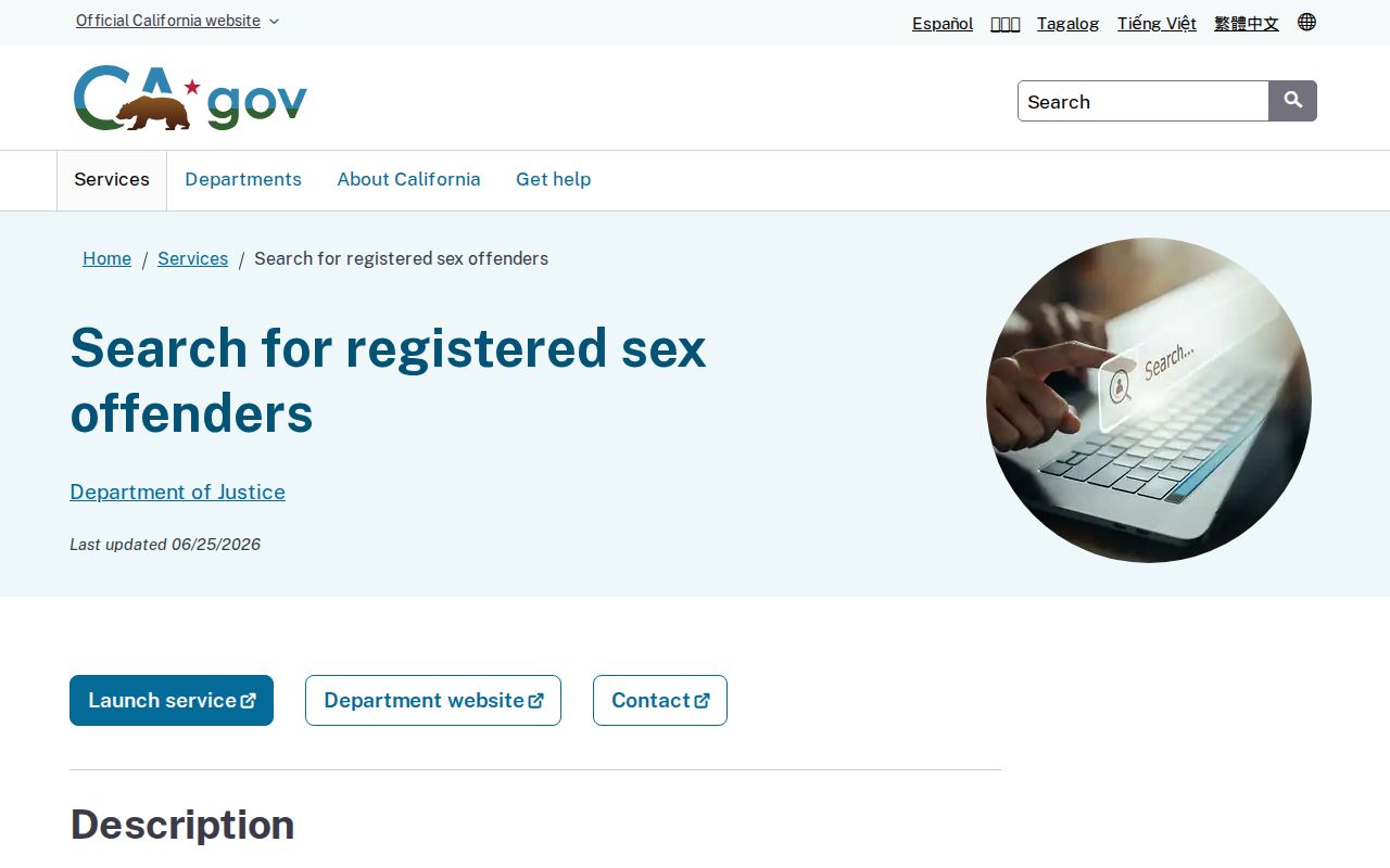 California government registered sex offender search service for Trinity County