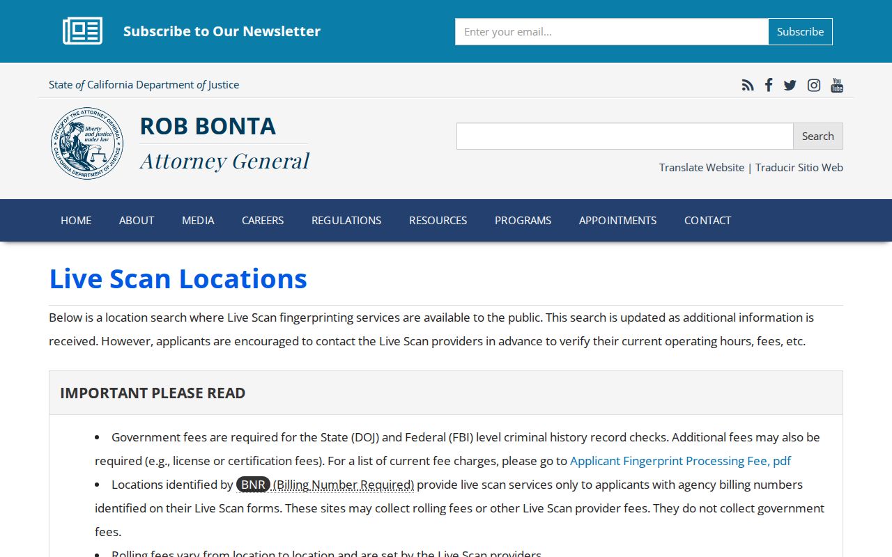 California DOJ Live Scan locations for personal record review near Trinity County